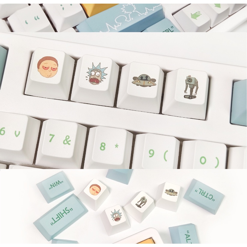 Rick and Morty Keycaps Cherry Profile Anime PBT Dye Sub Bàn phím cơ học Keycap