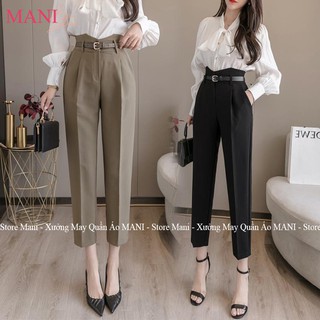 Quần baggy nữ lưng cao không kèm đai kiểu mới - chất vải tuyết mưa - 2 màu đen và nâu MẪU MỚI SIÊU HOT