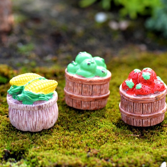 Giỏ trái cây tiểu cảnh mini trang trí bon sai, nhà mô hình, sen đá...