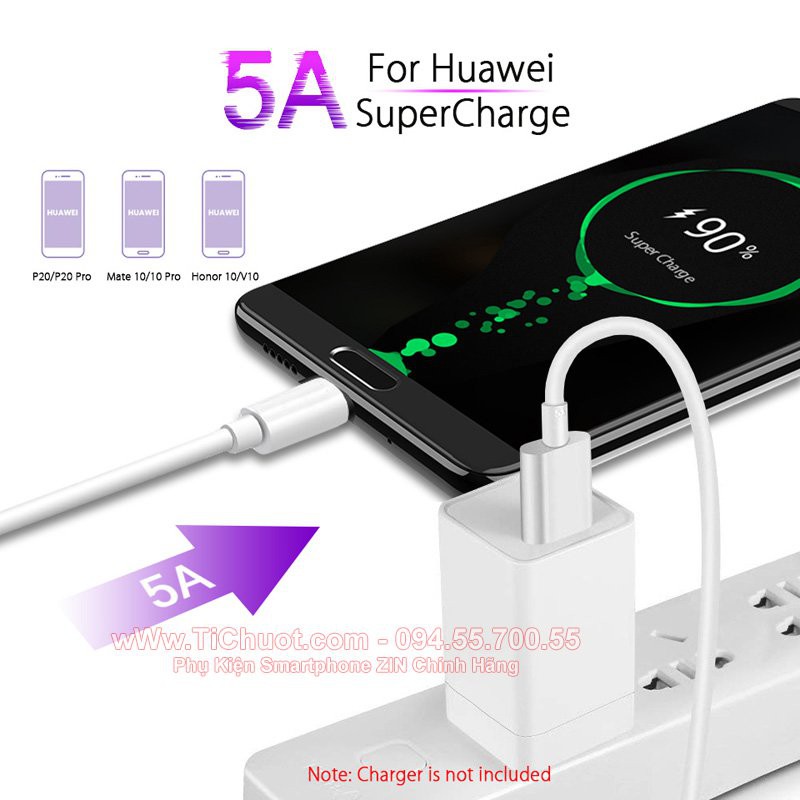 Cáp Huawei Type-C Sạc Nhanh Super Charge 5A ZIN dài 1m