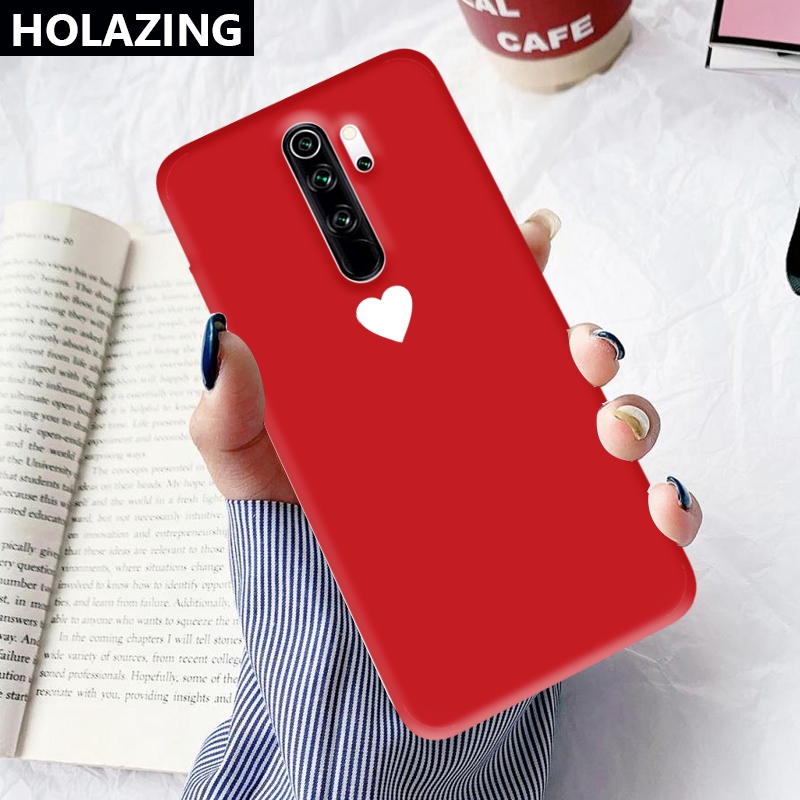 Ốp điện thoại họa tiết trái tim màu đỏ đen trơn cho Xiaomi Redmi Note 8 Pro 8T 8A K20 7 7A 6 5