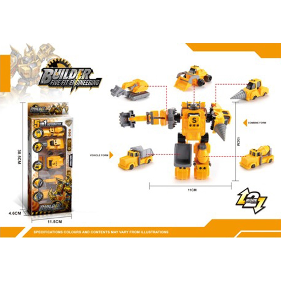 Set 5 Xe Tải Đồ Chơi Biến Hình 777 - Robot Cho Bé