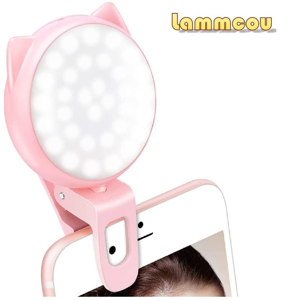 Đèn kẹp LAMMCOU điều chỉnh độ sáng 9 cấp với 32 đèn LED có thể sạc lại cỡ mini hình tròn dùng chụp ảnh tự sướng