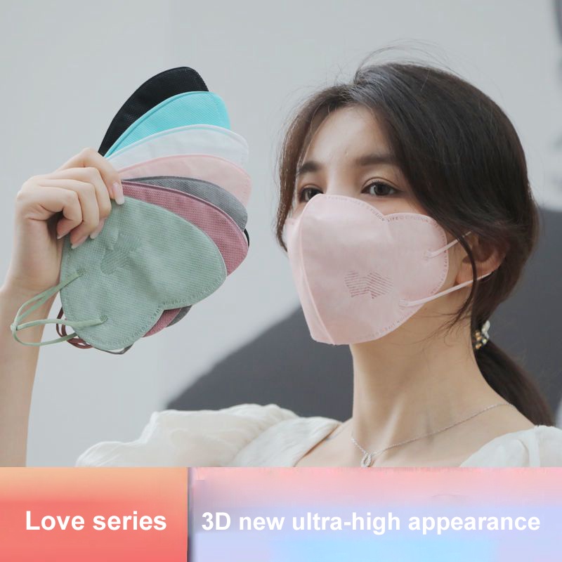 Bộ 10 khẩu trang ANNIES 3D dùng một lần màu đen trắng xám đào xanh dương hoa hồng vàng chất lượng tuyệt vời