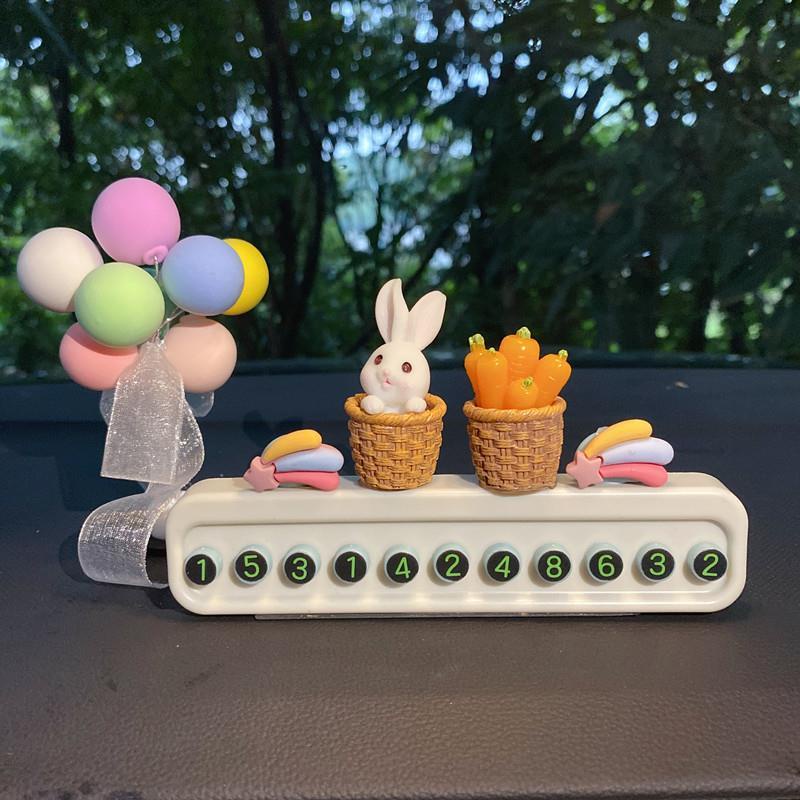 Phụ Kiện Biển Số Xe Hơi Tạm Thời Hình Thỏ Bunny Dễ Thương Sáng Tạo