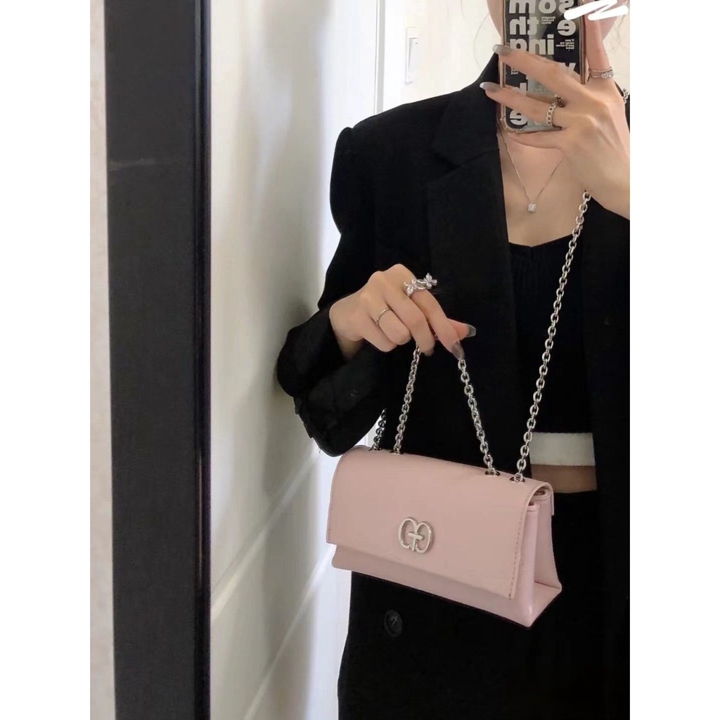 Túi Đeo Vai Dáng Vuông Nhỏ Phối Dây Xích Thời Trang Cao Cấp 2022 Cho Nữ