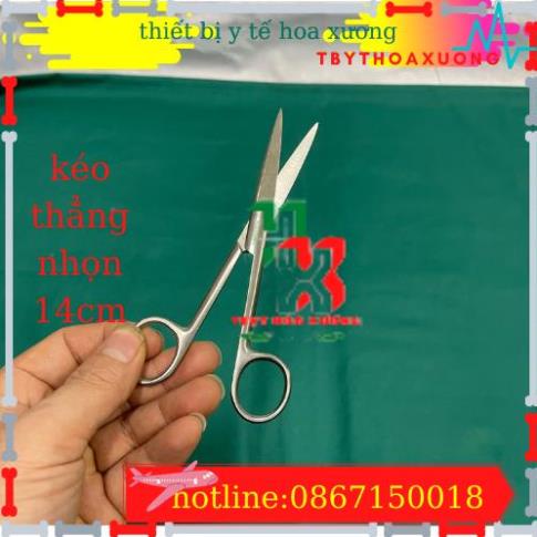[Hàng Chính Hãng Parkistan] Kéo Y Tế Thẳng Nhọn 14cm- Kéo Cắt Chỉ
