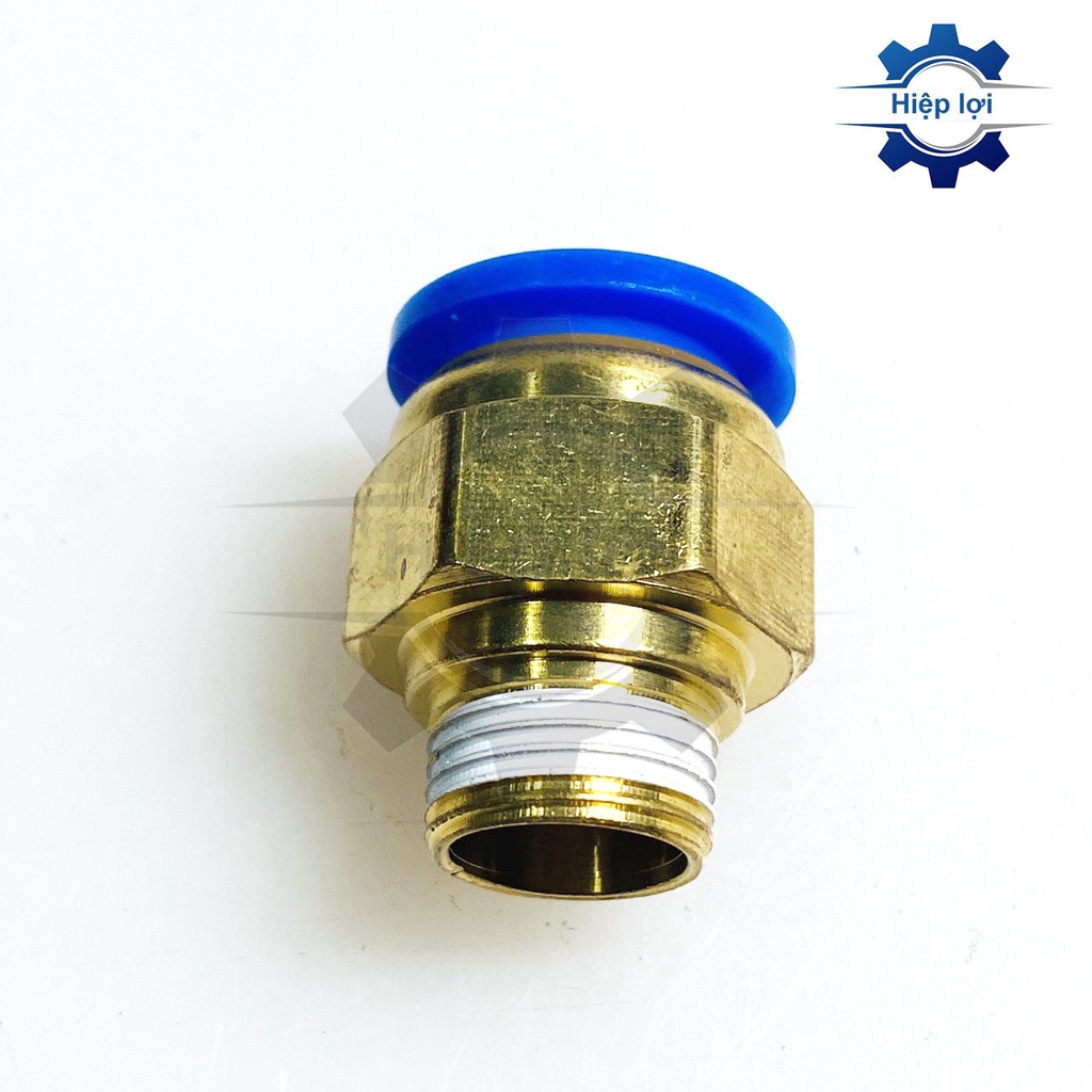 Đầu nối nhanh khí nén PC xanh - cút nối dây hơi khí nén - nối thẳng dây hơi khí nén - nối thẳng 1 đầu ống 1 đầu ren