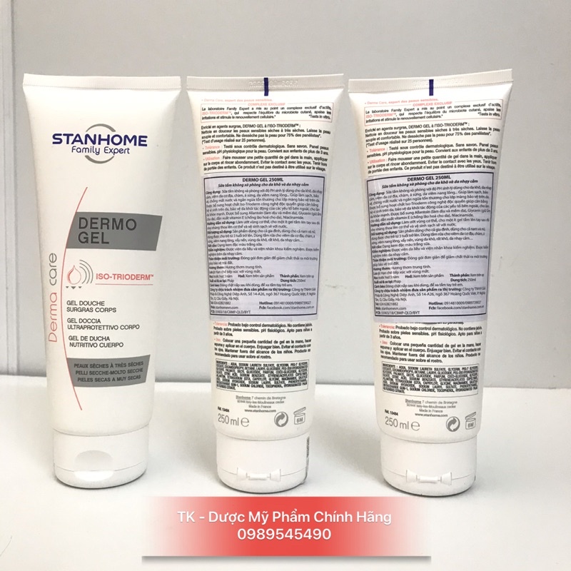 Sữa Tắm STANHOME DERMO GEL Không Xà Phòng Trị Viêm Nang Lông 250ml
