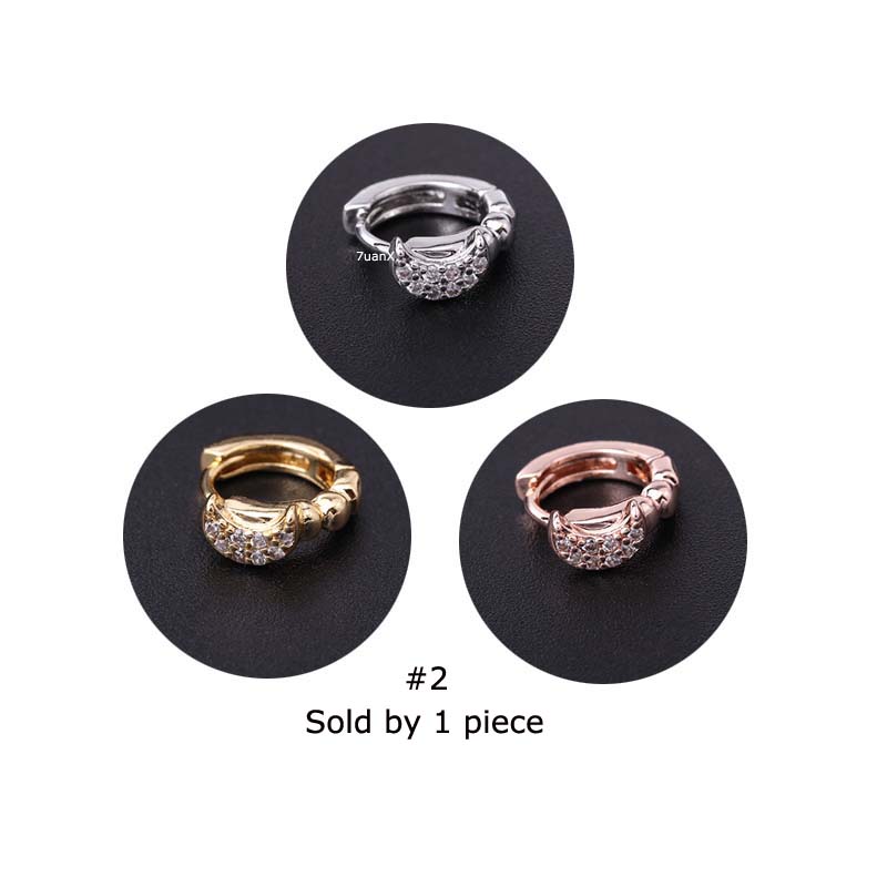 Khuyên đeo sụn tai bằng đồng đính đá zircon thời trang sang trọng