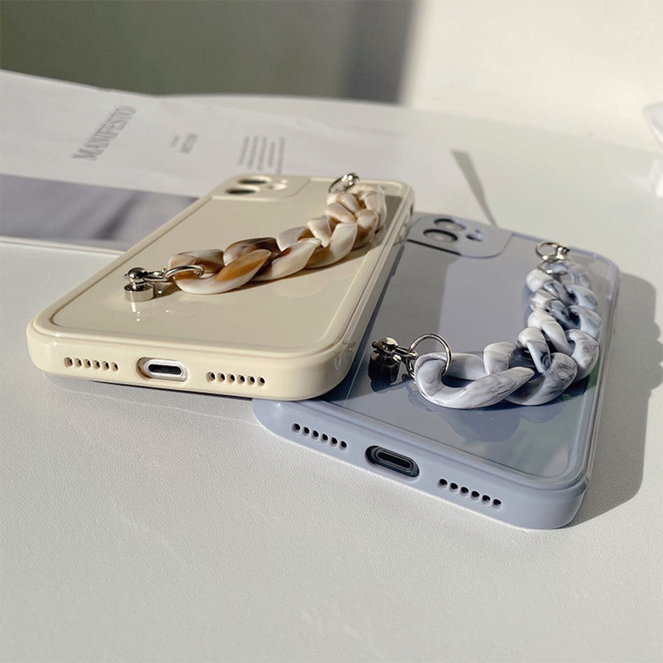 Ốp Điện Thoại Silicone Mềm Họa Tiết Cẩm Thạch Có Dây Đeo Cho iPhone 7 8 Plus 11 12 13 Pro MAX X XR XS MAX SE 2020 2022
