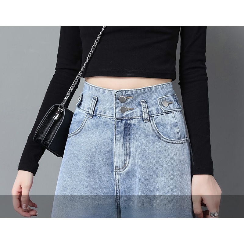 AMOI Quần Jean Ống Rộng Lưng Cao Tôn Dáng Hợp Thời Trang 2022