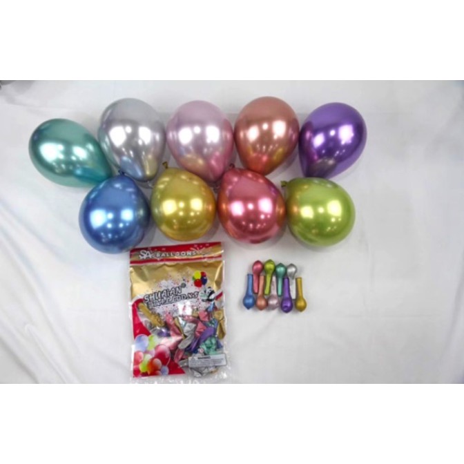 Bong bóng SIÊU NHŨ CHROME 5&quot; (13cm) size mini nhỏ trang trí sinh nhật, sự kiện, party (bịch 10 cái)