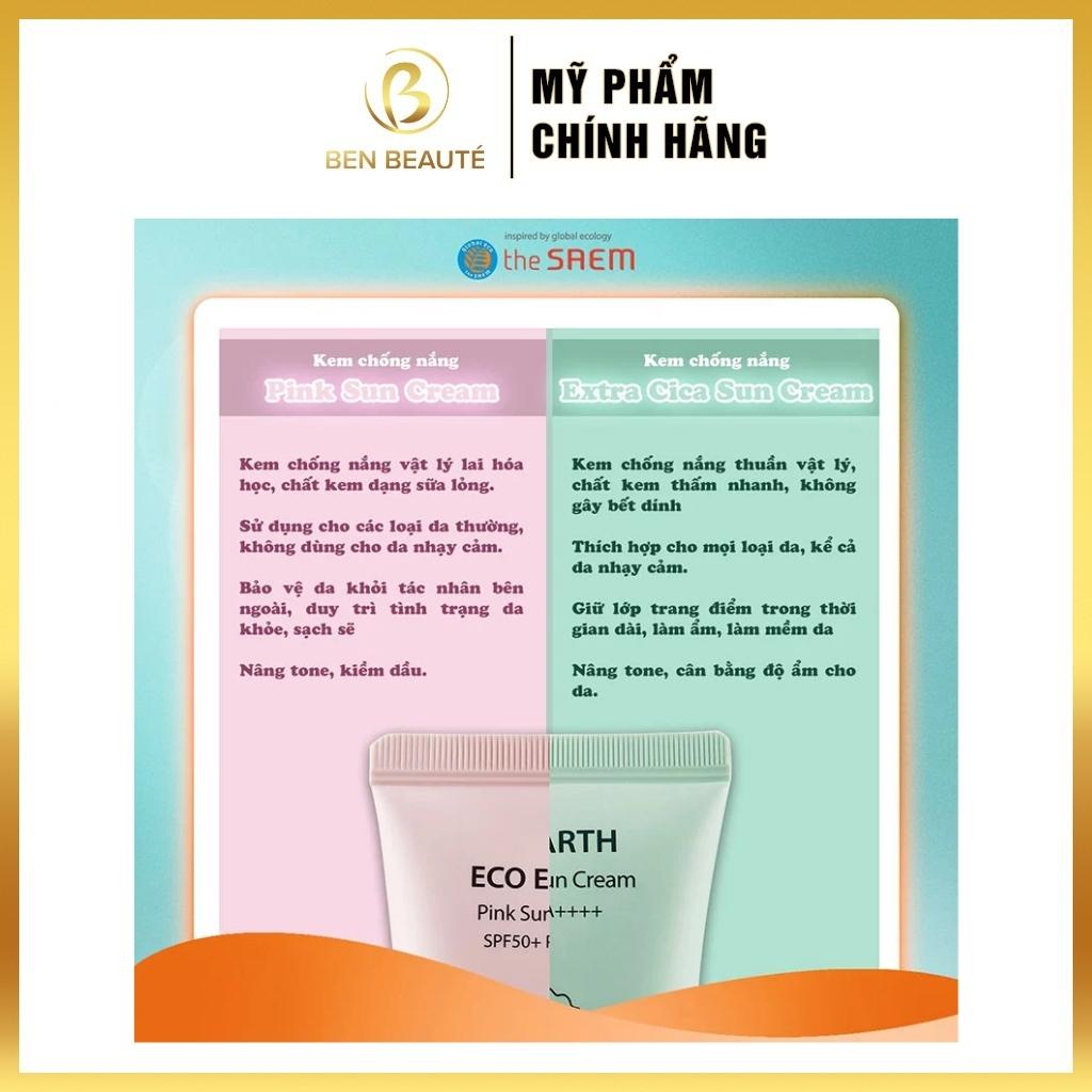 Kem Chống Nắng The Saem Eco Earth Pink Sun Cream SPF50+ 50g