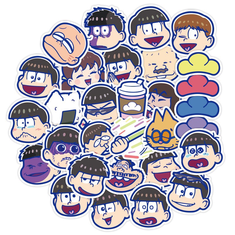 Set 40 miếng sticker hình nhân vật truyện tranh Osomatsu hài hước dán trang trí