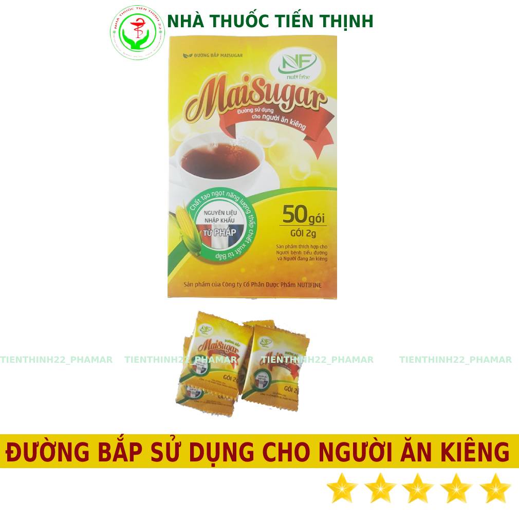 Đường ăn kiêng Maisugar chính hãng Cung cấp năng lượng thấp, hỗ trợ chế độ ăn kiêng để kiểm soát cân nặng Hộp 50 gói