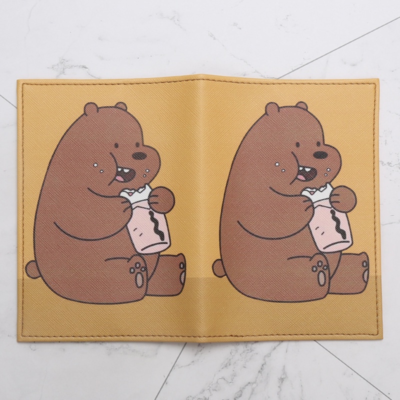 Ví Giả Da Đựng Hộ Chiếu Họa Tiết Gấu Hoạt Hình Dễ Thương Giá Đỡ
