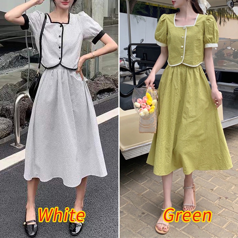 Set Zanzea gồm áo thun ngắn tay cổ vuông + chân váy dài thời trang nữ