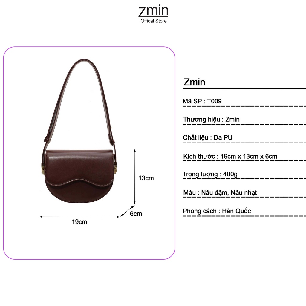 Túi kẹp nách nữ đeo chéo thời trang Zmin, chất liệu da PU cao cấp  - T009
