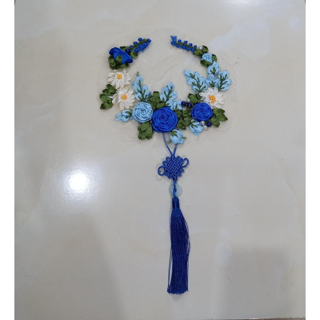 Tròn thêu hoa ruy băng kèm dây trang trí áo dài xinh xắn