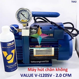 Máy hút chân không VALUE V-i120SV công suất 2.0 CFM có đồng hồ báo áp