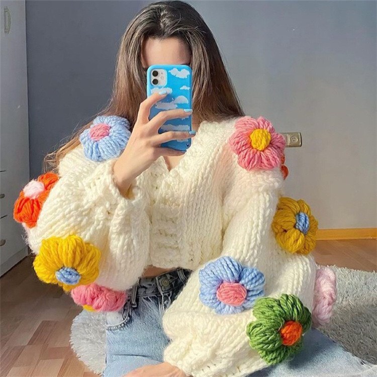 Áo Len Cadigan Đính Hoa Sắc Màu Siêu Xinh - Muun's Fashion