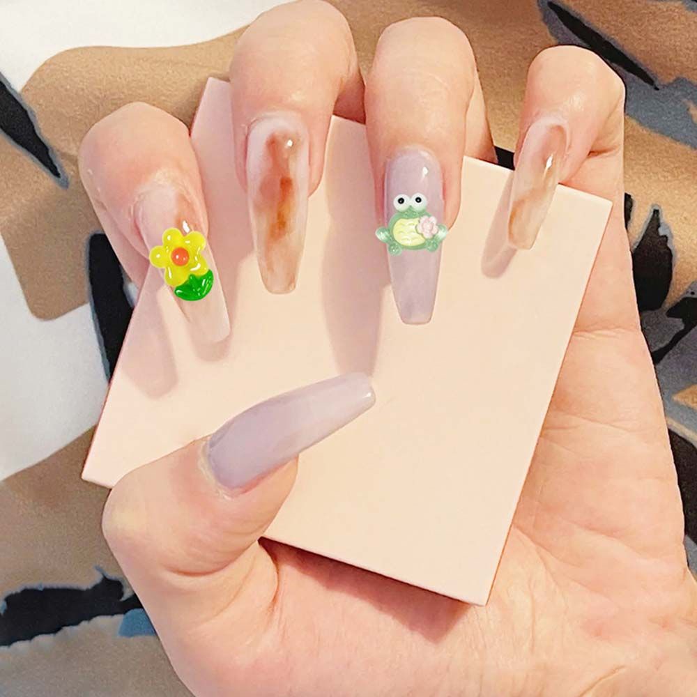 [Hàng mới về] Set 10 Phụ Kiện Trang Trí Móng Tay Hình Thỏ/Gấu Hoạt Hình 3D Diy