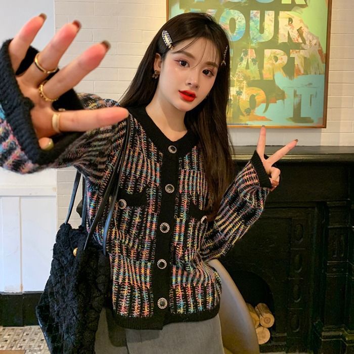 Áo Khoác Cardigan Dệt Kim Dáng Ngắn Thời Trang Mùa Thu Dành Cho Nữ