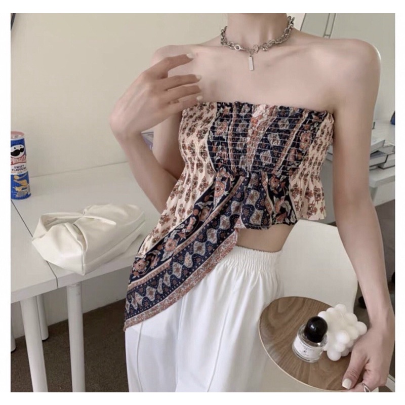 SET ÁO NHÚN THỔ CẨM QUẦN SUÔNG TRẮNG DÀI