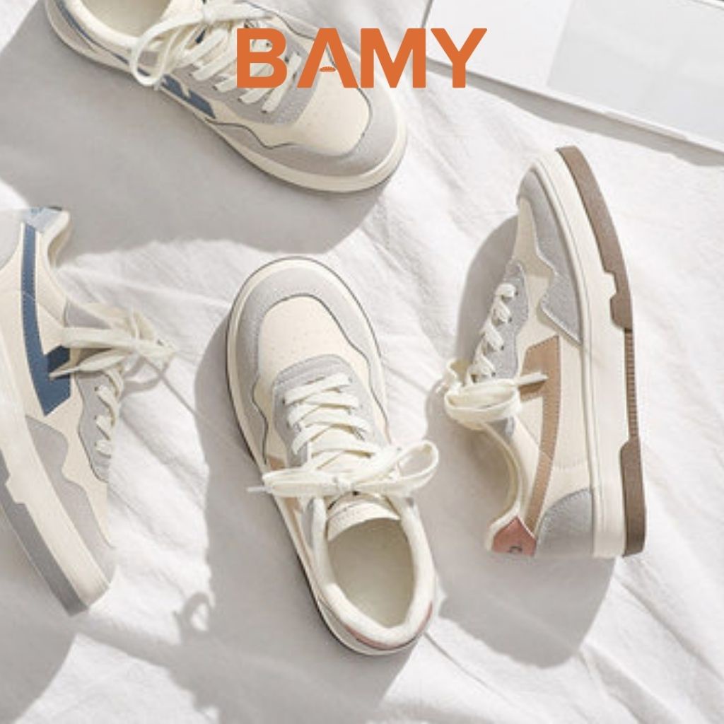 Giày thể thao nữ đế bằng WARRIOR, Giày Sneaker nữ BAMY đế bánh mì dáng basic cao 3 phân