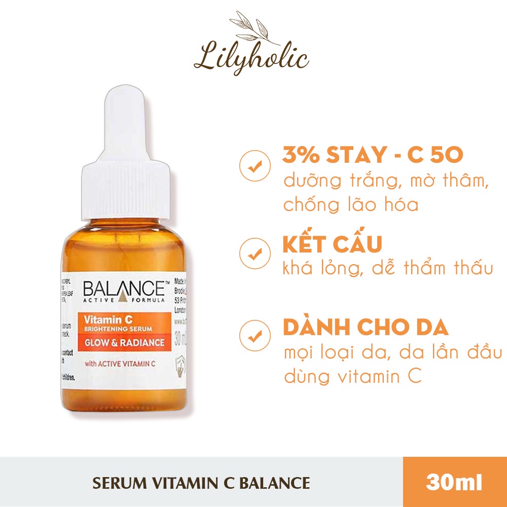 Serum Trắng Da, Mờ Thâm Balance Active Formula Vitamin C Brightening 30ml