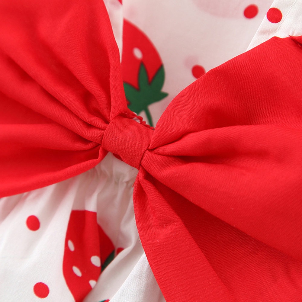 BEAR LEADER Đầm In Hình Trái Dâu Nhỏ Tươi Mới Thời Trang Mùa Hè 2022 Cho Bé Gái