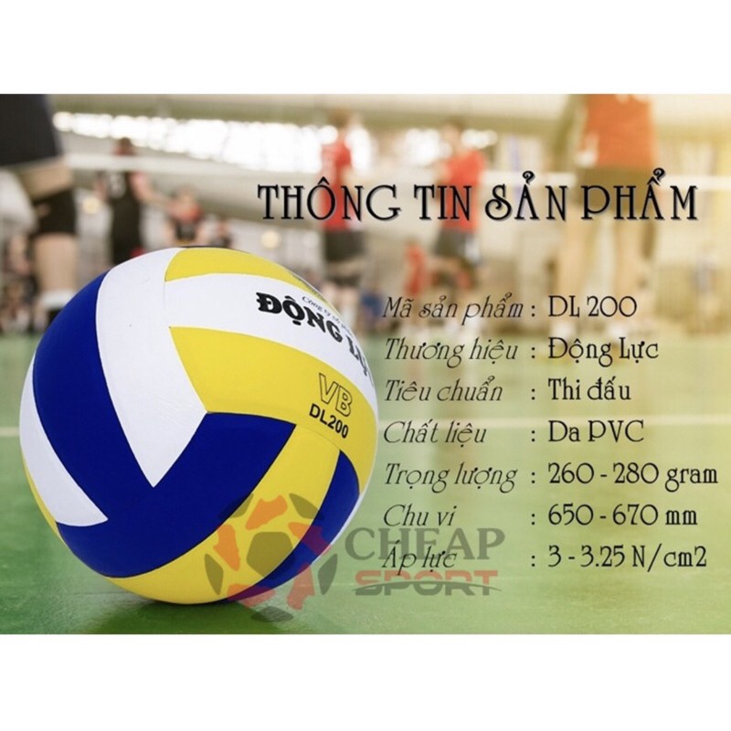 Bóng chuyền Động Lực 3 màu DL200 + Tặng kim+lưới đựng bóng