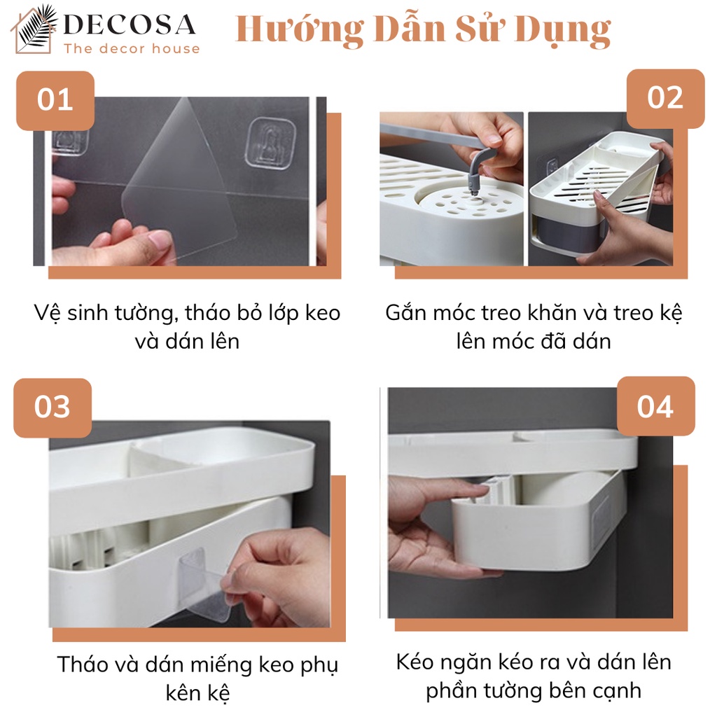 Kệ đựng đồ phòng tắm nhà bếp dán góc tường Decosa