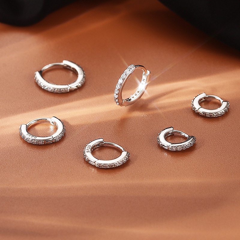 Khuyên Tai Nữ Bông Tai Tròn Đính Đá Nhân Tạo Lấp Lánh