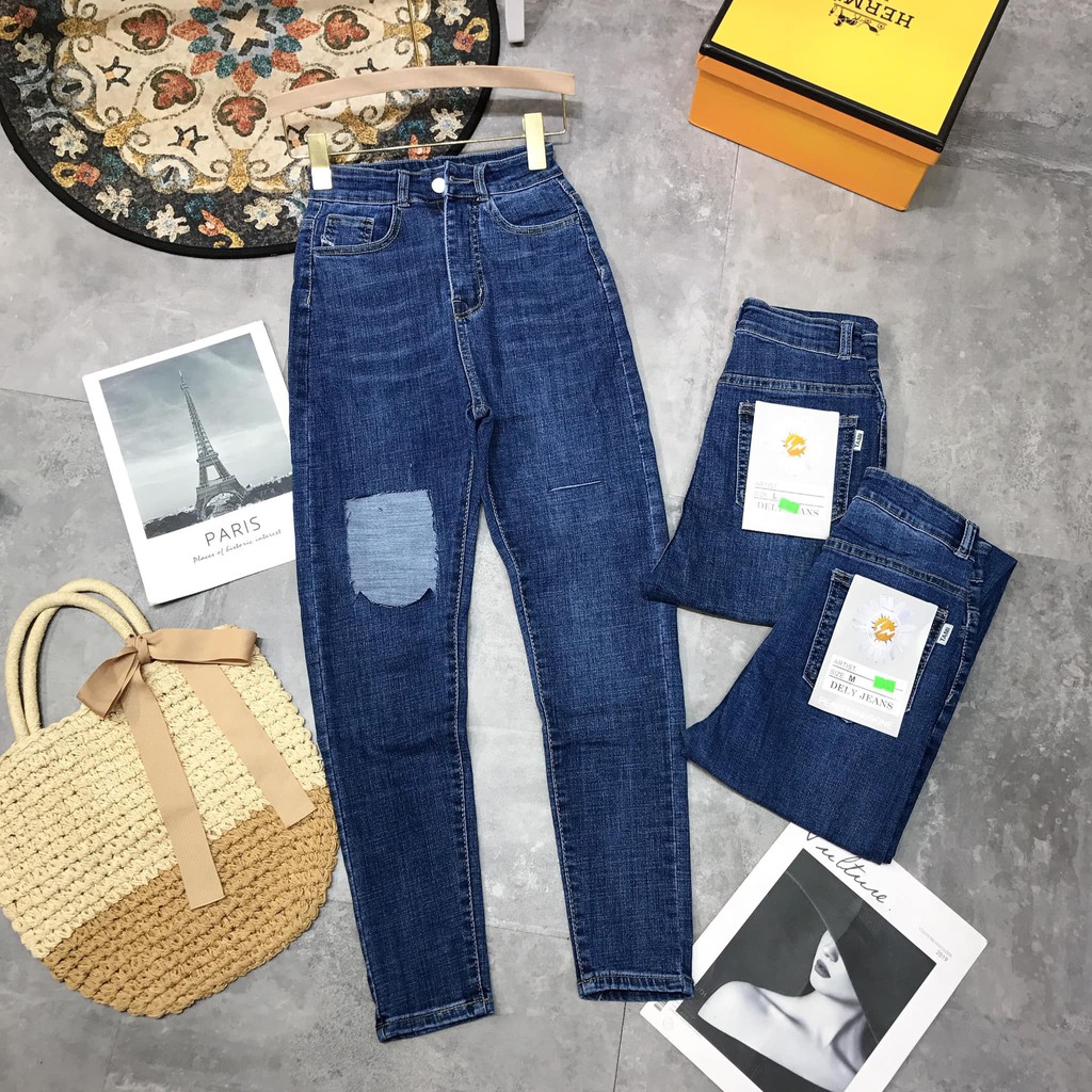 Quần jeans Xanh rách đùi mã 17 ( kèm ảnh thật, video )