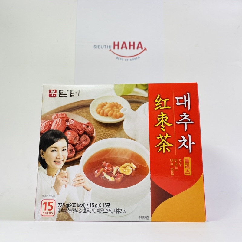 Trà táo đỏ hàn quốc DAMTUH JUJUBE TEA PLUS 225g 15 gói