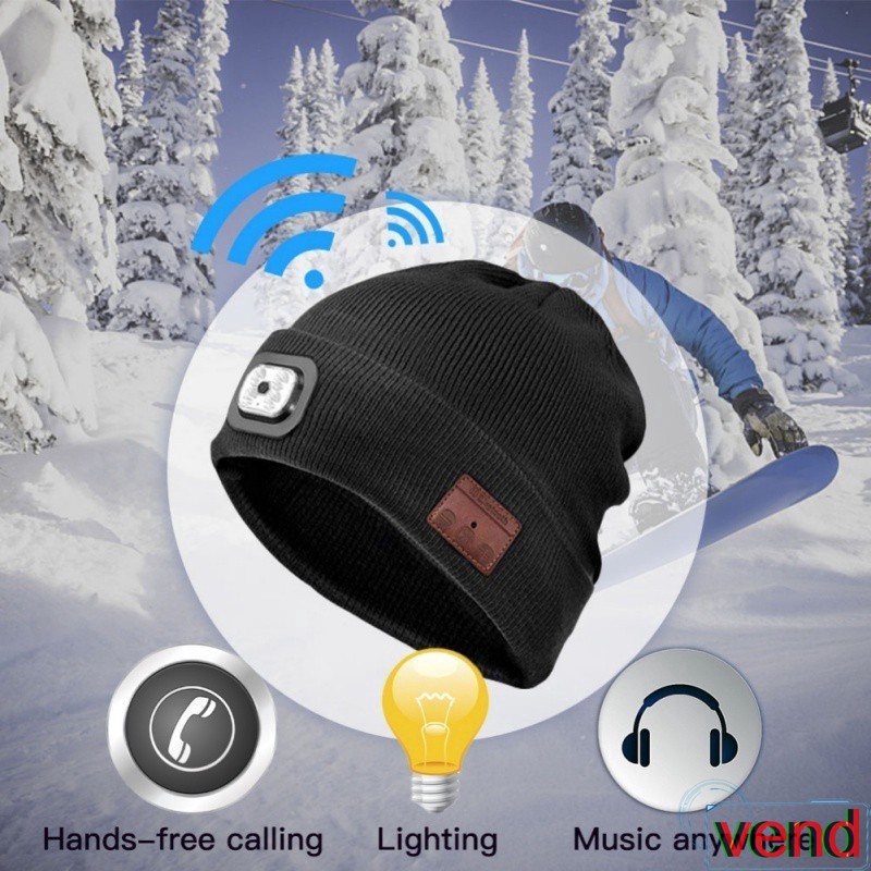 Mũ Beanie Tích Hợp Đèn Led Không Dây Kết Nối Bluetooth Có Thể Sạc Lại Qua Cổng Usb