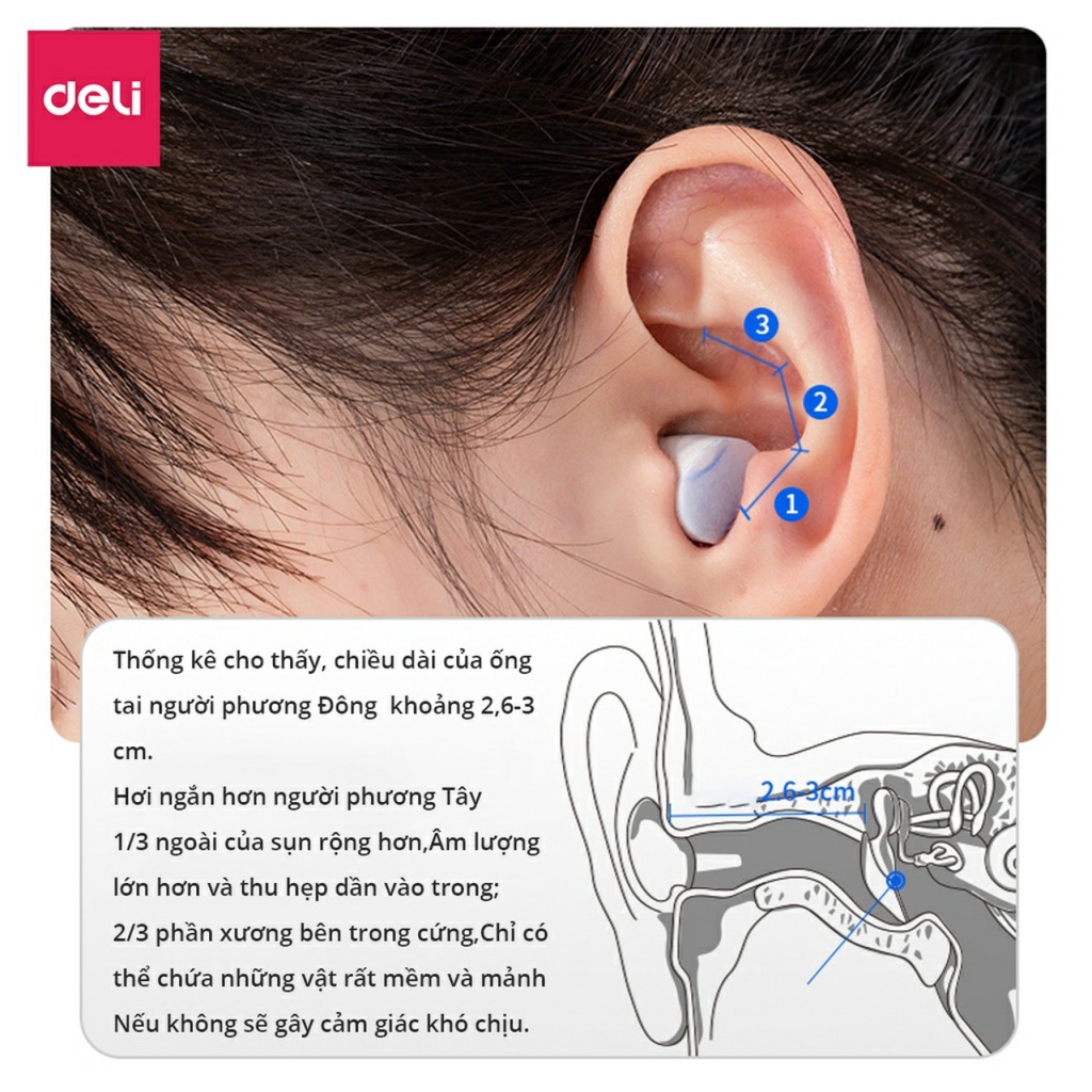 Nút bịt tai chống ồn, Siêu cách âm, Giảm tiếng ngáy, cải thiện chất lượng giấc ngủ - Deli 19753