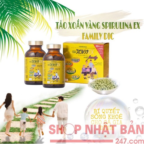 Tảo vàng Spirulina EX Nhật Bản (1 set 2 lọ, mỗi lọ 1000 viên)