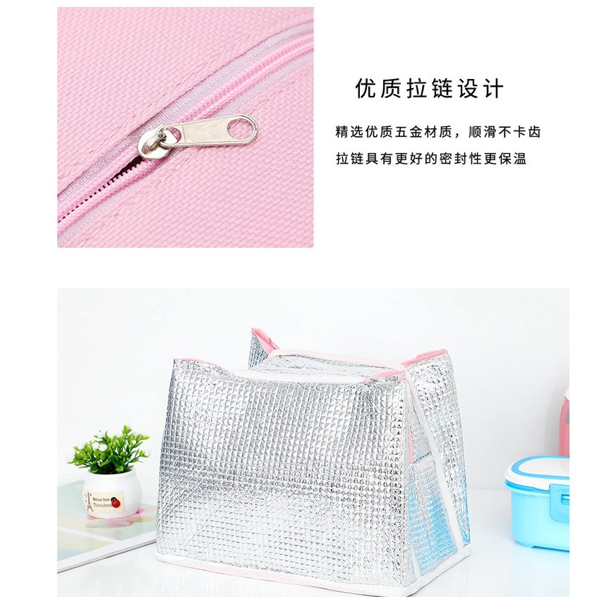 Túi đựng hộp cơm trưa bằng lá nhôm dày dặn họa tiết hoạt hình dễ thương