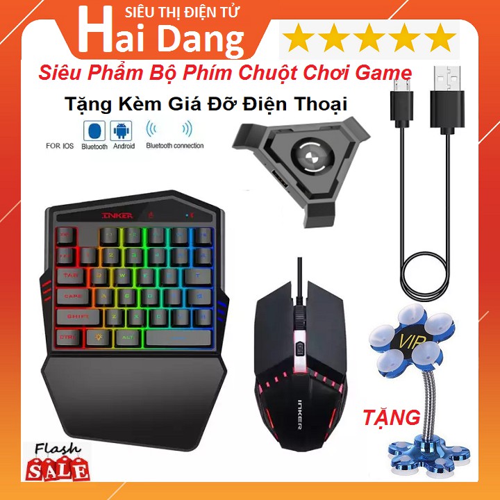 Bộ Phím Chuột, Chơi Game PUBG, Freefire Mobile - Bộ Hỗ Trợ Chơi Game Bluetooth Trên Android, ios - Tặng Giá Đỡ ĐT