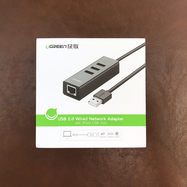 Bộ Chia USB Ra 3 Cổng USB 2.0 Kèm Cổng Mạng Ethernet 10/100Mbps Ugreen 30298