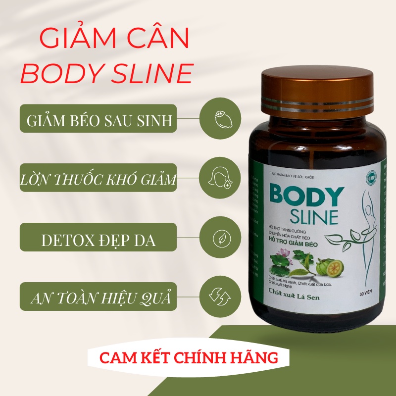 Giảm cấp tốc BODY SLINE an toàn hiệu quả detox đẹp da hộp 30 viên
