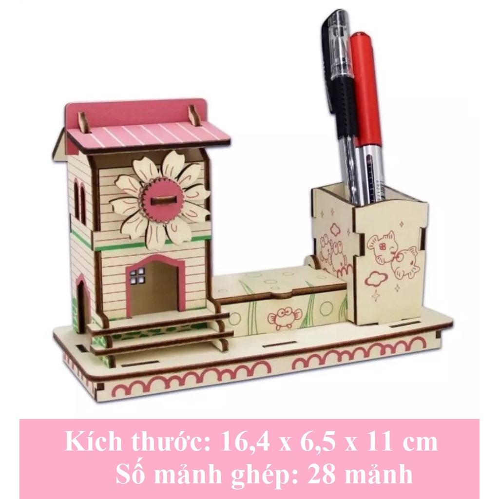 Đồ chơi lắp ráp 3D gỗ - Mô Hình Hộp Đựng Bút Hoa Hướng Dương