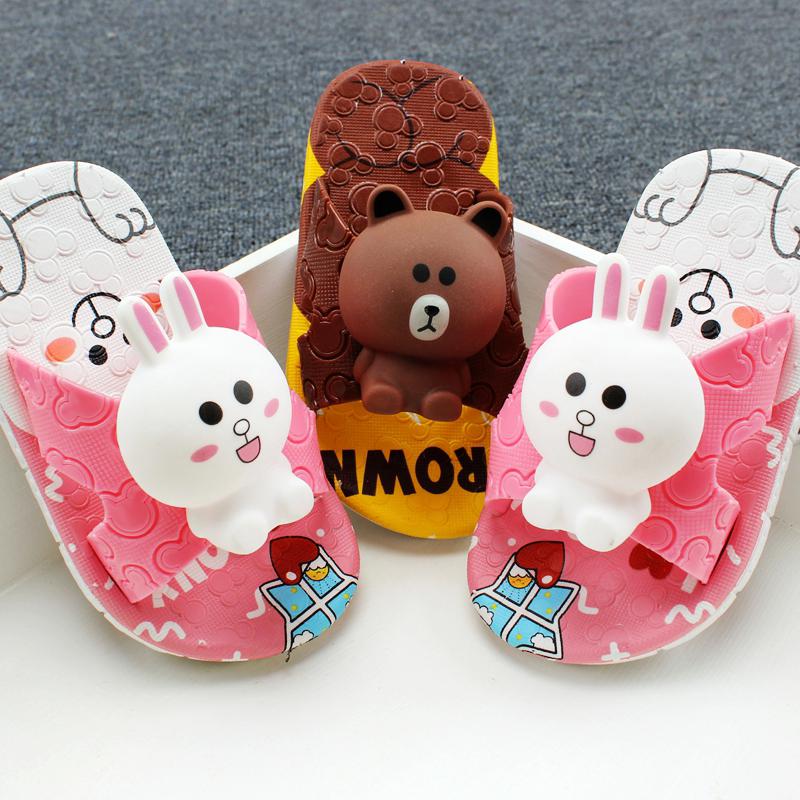Dép lê sandal đi trong nhà đế mềm chống trượt hình thỏ và gấu hoạt hình kiểu mùa hè cho trẻ em