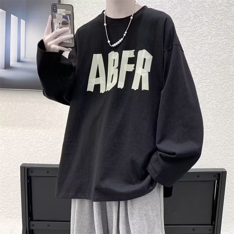 Áo Thun Tay Dài Dáng Rộng In Chữ Phong Cách Hàn Quốc Thời Trang Cho Nam size M-5XL