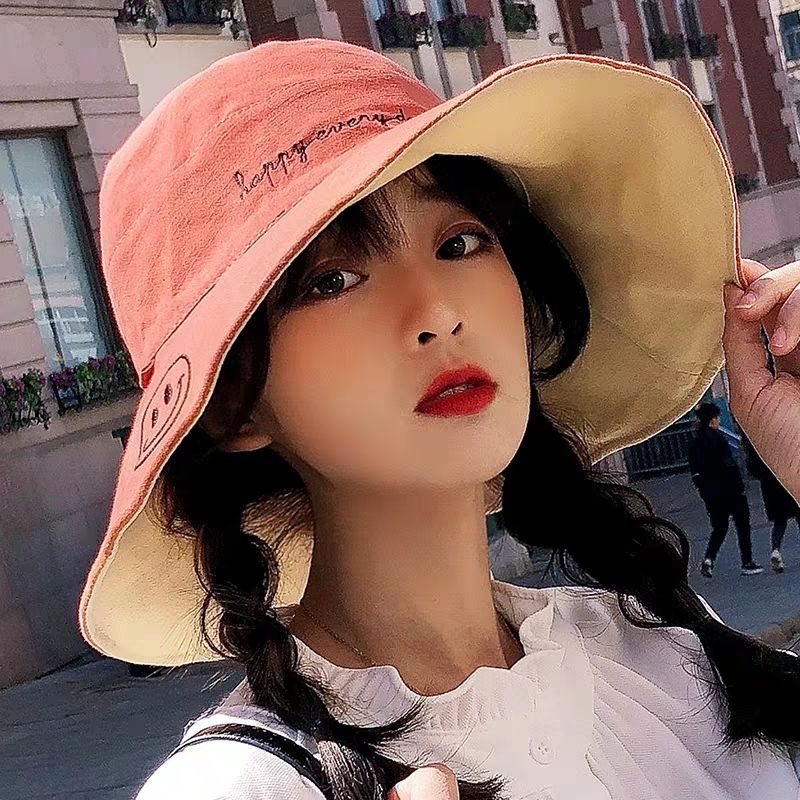 Mũ vành chống nắng chống tia UV chống gió phong cách Hàn Quốc có thể đội hai mặt thời trang cho sinh viên