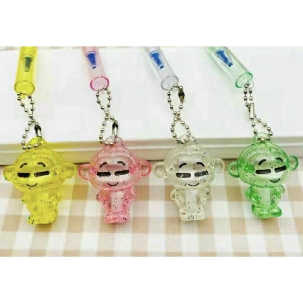 Set 12 Cây Bút Gel Bôi Xóa Được nắp bút có móc khóa tòn ten dễ thương