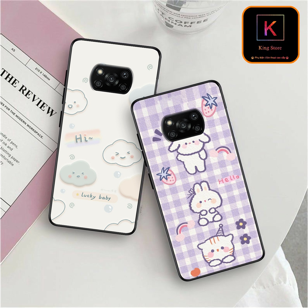 Ốp lưng Poco M3 - Poco X3 - Poco X3 Pro - Ốp in hình gấu &amp; thỏ đang yêu - lưng nhám viền TPU cao cấp